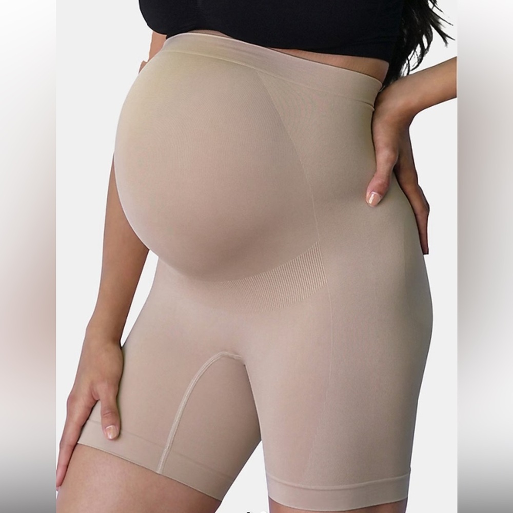 Isabel Maternity High-Waist Shape-wear Shorts - XS Taupe